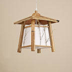Japanese Rustic Vintage Bamboo Weaving 1-light Pendant Light BulbSquare