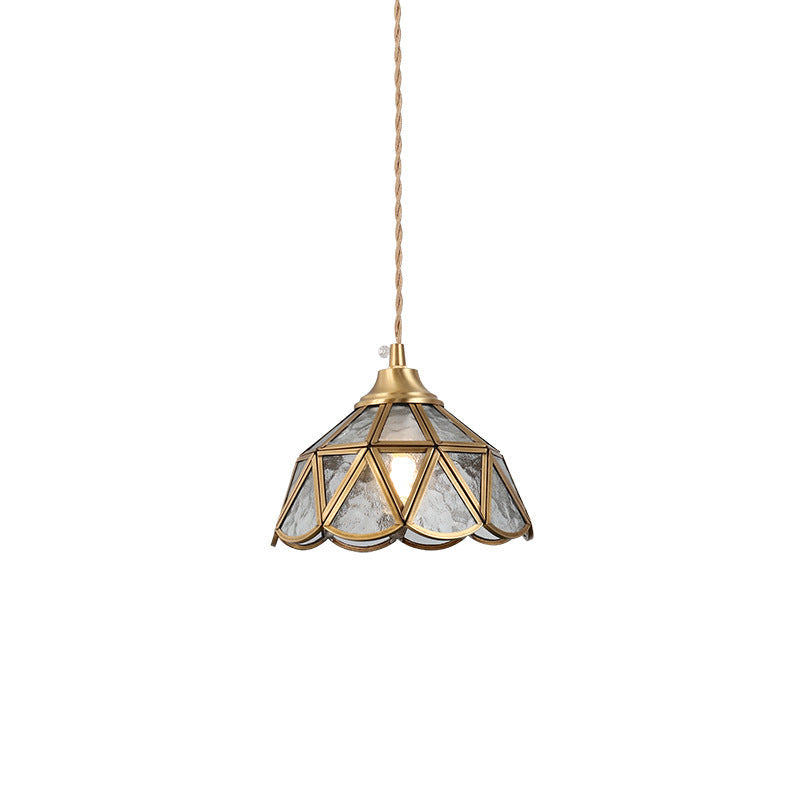 Japanese Vintage Water Pattern Glass Cone 1-light Pendant Light