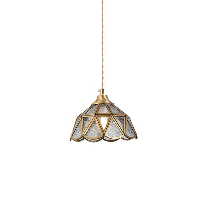 Japanese Vintage Water Pattern Glass Cone 1-light Pendant Light