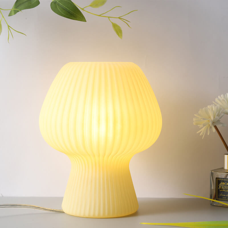 Modern Minimalist Mushroom 1-Light Glass Table Lamp For Bedside Lumendat