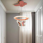 Lumendat Contemporary Creative Kids Round Butterfly Iron Acrylic LED Chandelier For Bedroom Lumendat