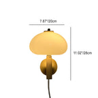 Contemporary Nordic Milk White Iron Glass Dome Mushroom 1-Light Wall Sconce Lamp For Bedroom