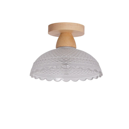 Japanese Minimalist Log Glass 1-light Semi-flush Mount Light