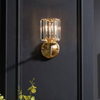 French Light Luxury Crystal Copper Cylinder 1-Light Wall Sconce Lamp Lumendat