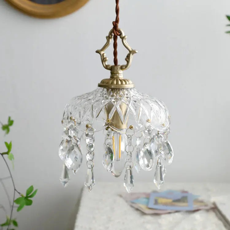 Vintage Decorative Floral Crystal 1-light Pendant Light Lumendat