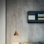 Modern Minimalist Solid Wood Cone Copper 1-light Pendant Light for Living Room BulbSquare