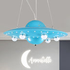 Lumendat Contemporary Creative Kids Spaceship Iron Glass LED Chandelier For Bedroom Lumendat