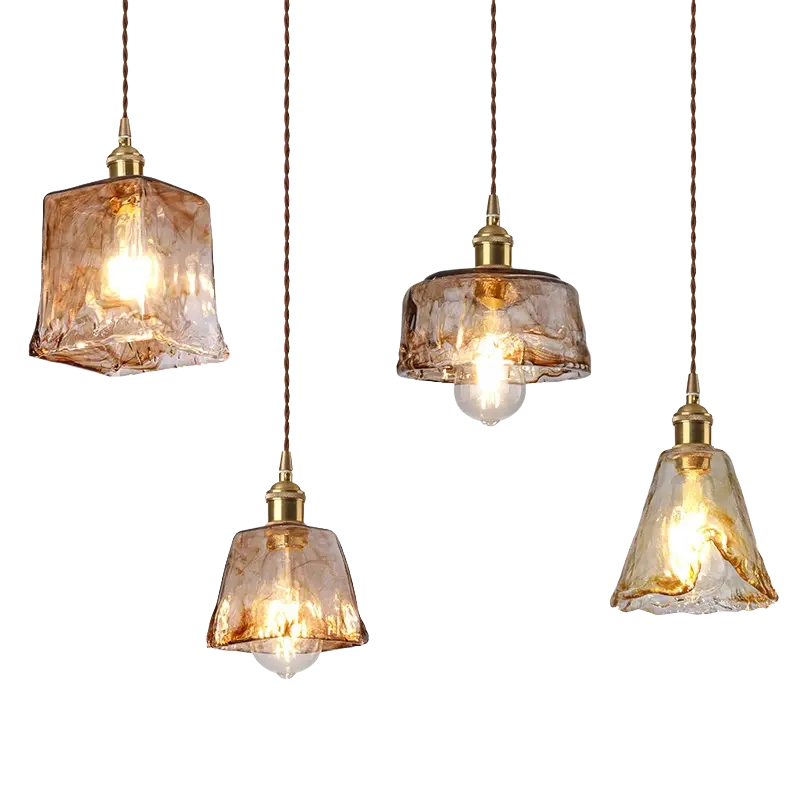 Vintage Amber Glass 1-light Pendant Light BulbSquare