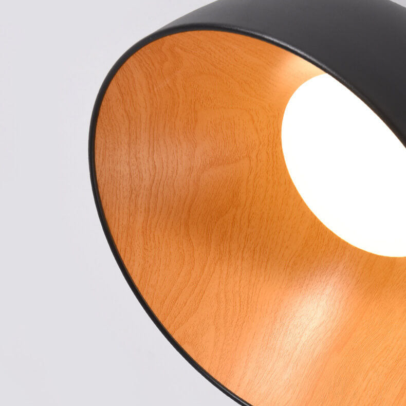 Minimalist Wooden Bowl Iron LED Flush Mount Ceiling Light BulbSquare