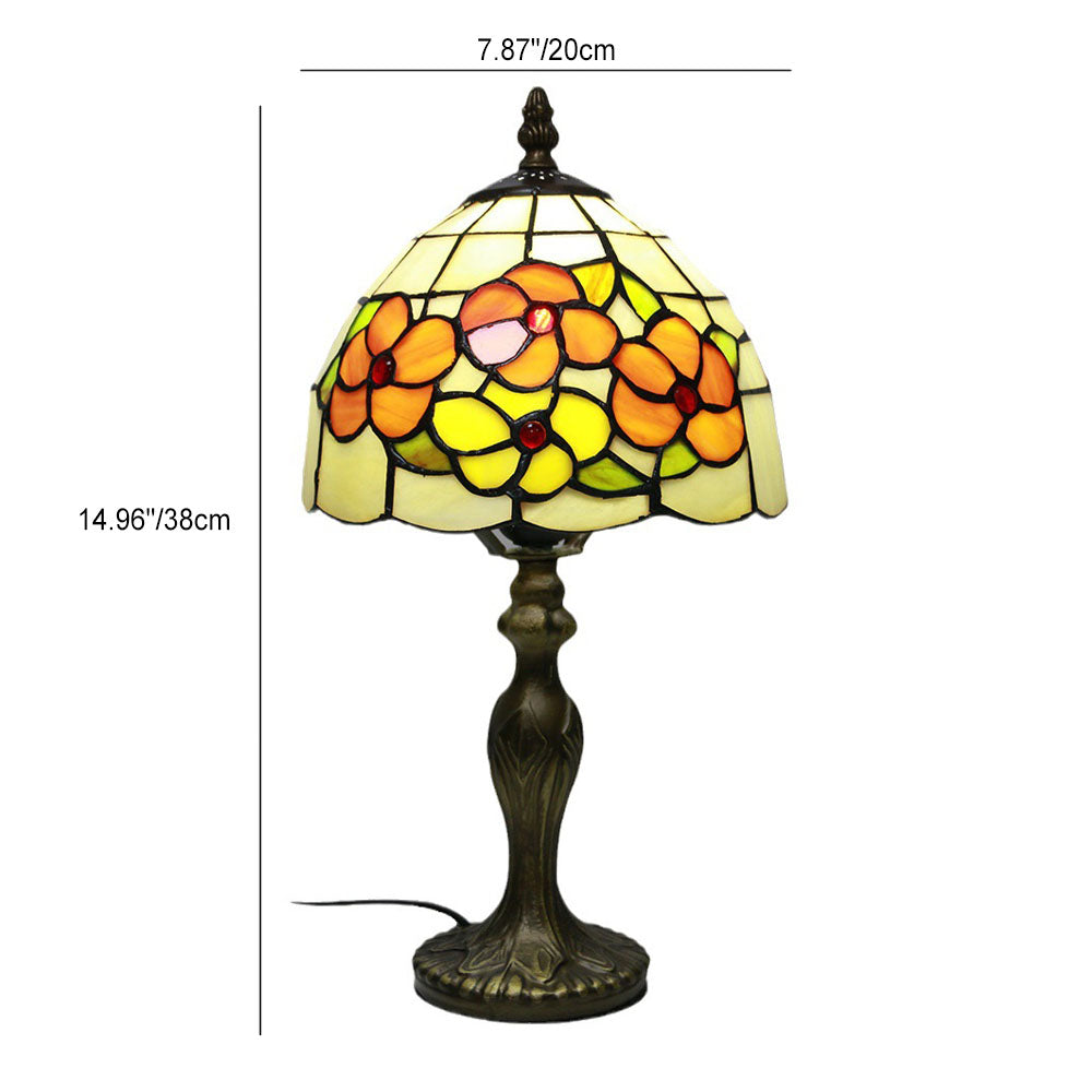 Vintage Tiffany Animal Flower Decoration Stained Glass Dome 1-Light Table Lamp Lumendat