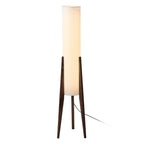 Traditional Chinese Fabric Cylinder Shade Wood Tripod 1-Light Standing Floor Lamp For Study Lumendat