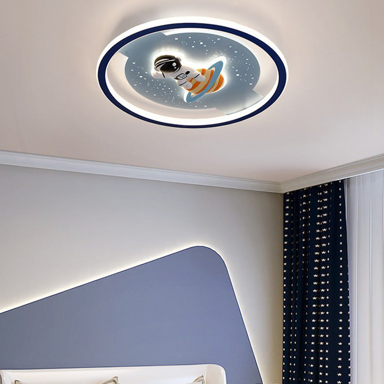 Lumendat Contemporary Creative Childlike Spaceman Rabbit Design LED Kids Flush Mount Ceiling Light For Bedroom Lumendat