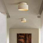 Contemporary Nordic Cream Style Hand Sculpted Stripes Resin Round 1-Light Flush Mount Ceiling Light For Entryway Lumendat