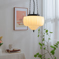 Modern Minimalist Cream Lantern Iron Glass 3-light Pendant Light for Living Room