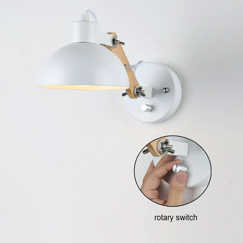 Modern Nordic Iron Semicircle Adjustable Wooden Lamp Arm 1-Light Wall Sconce Lamp Lumendat