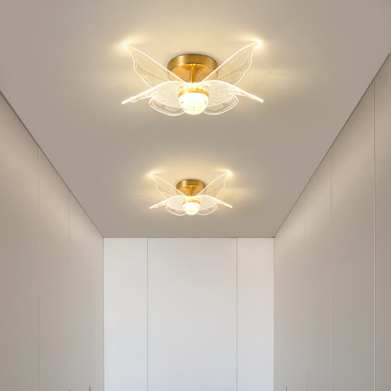 Creative Gold Double Layer Overlap Design LED Semi-flush Mount Light