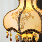 Traditional European Vintage Fabric Beaded Curtain Resin Base Palace 1-Light Table Lamp For Study Lumendat