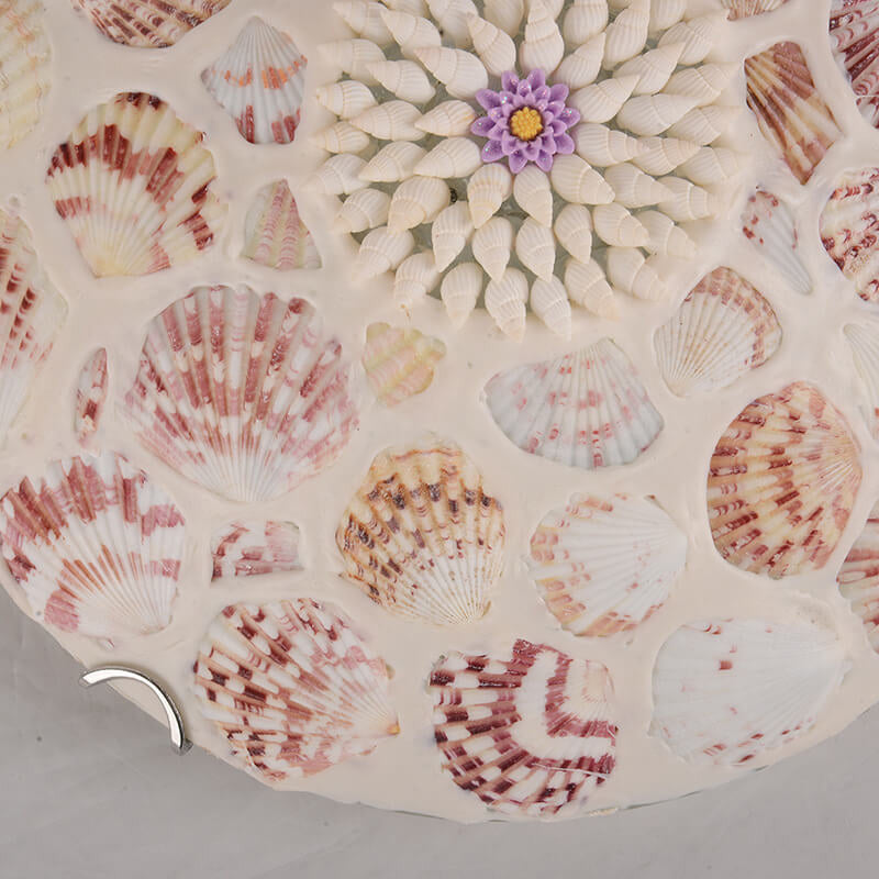 European Mediterranean Shell Art Round LED Flush Mount Ceiling Light Lumendat