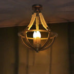 Vintage Industrial Iron Twine 3-light Island Light Chandelier BulbSquare