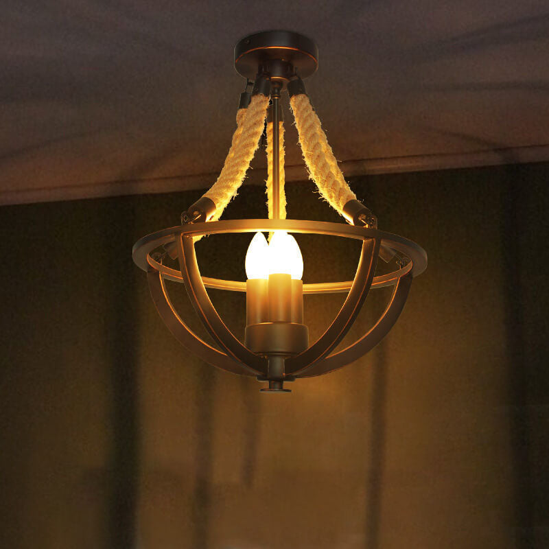 Vintage Industrial Iron Twine 3-light Island Light Chandelier