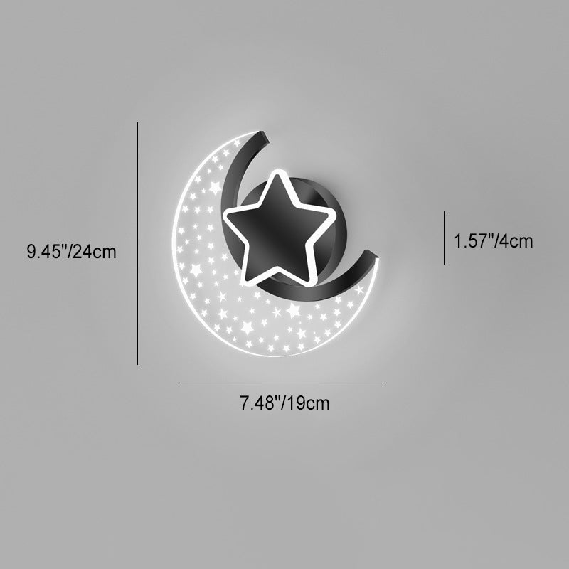 Lumendat Contemporary Creative Kids Star Moon Acrylic Aluminum Iron LED Wall Sconce Lamp For Bedroom Lumendat