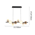 Modern Luxury Acrylic Spherical Iron Rod LED Island Light Chandelier BulbSquare