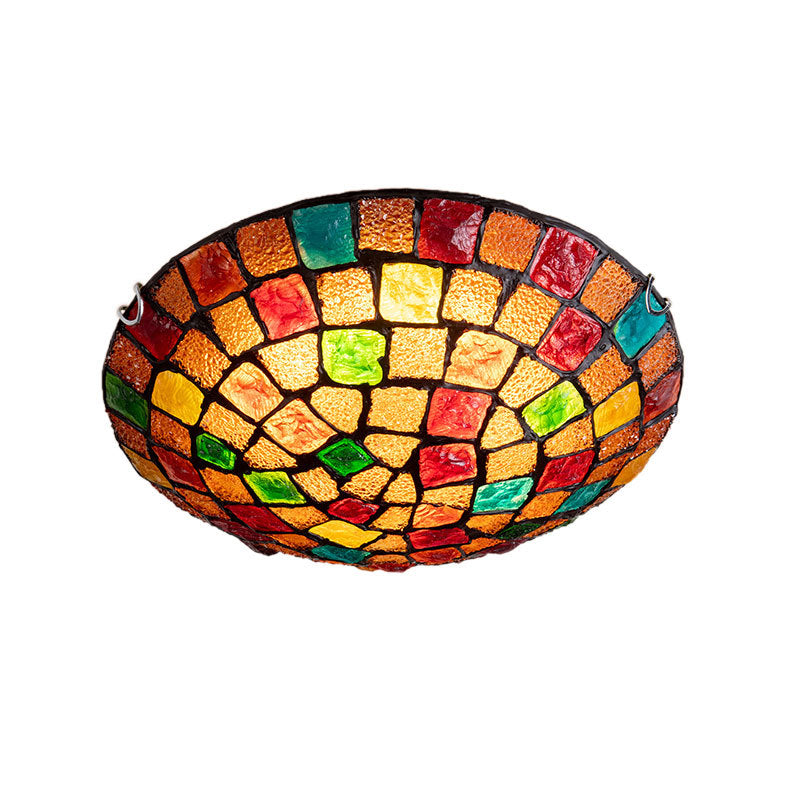European Tiffany Hardware Shell 1-Light Flush Mount Lighting