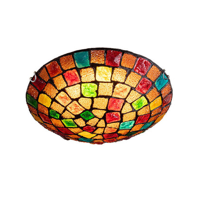 European Tiffany Hardware Shell 1-Light Flush Mount Lighting