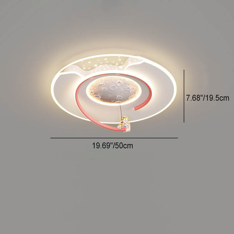 Lumendat Modern Creative Kids Resin Lunar Astronaut LED Flush Mount Ceiling Light Lumendat