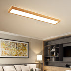Japanese Minimalist Log Rectangular Walnut LED Flush Mount Ceiling Light BulbSquare