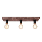 Retro Creative Solid Wood Glass Lampshade 3-light Flush Mount Ceiling Light