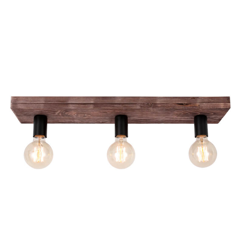 Retro Creative Solid Wood Glass Lampshade 3-light Flush Mount Ceiling Light