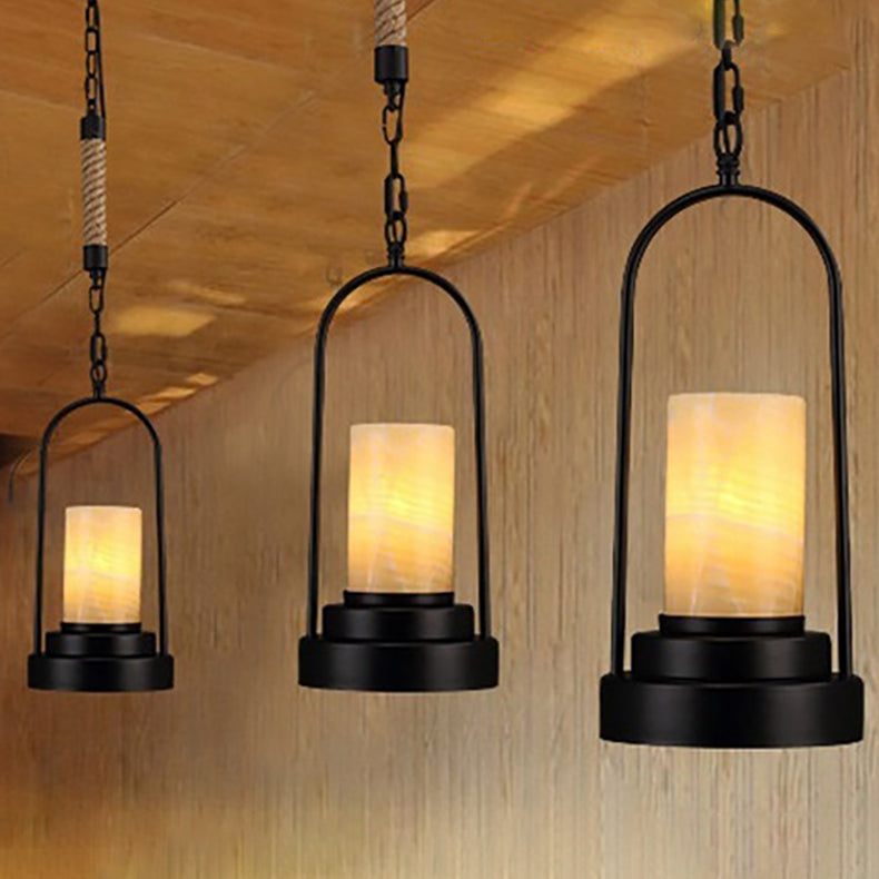 Vintage Industrial Candle 1-light Hemp Wire LED Pendant Light