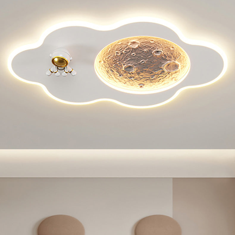 Lumendat Contemporary Creative Resin Moon Astronaut Acrylic Cloud Shape LED Kids Flush Mount Ceiling Light For Living Room Lumendat