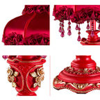European Wedding Red Fabric Tassel Resin 1-Light Table Lamp Lumendat