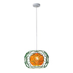 Modern Minimalist Weaving Hemp Ball Iron Drum 1-light Pendant Light for Living Room BulbSquare
