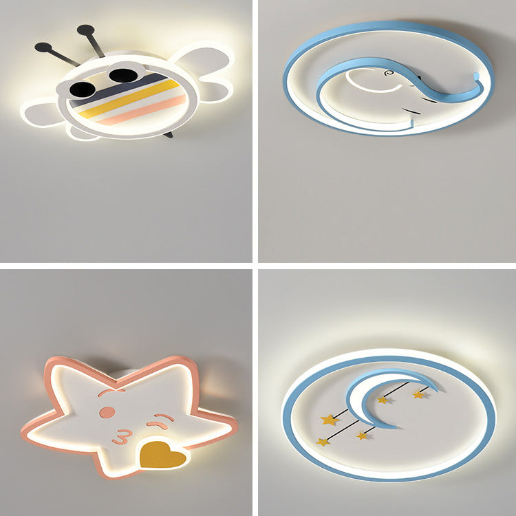 Lumendat Contemporary Creative Bee Elephant Star Kids Hardware Acrylic LED Flush Mount Ceiling Light For Bedroom Lumendat