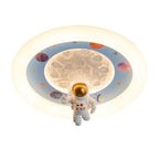 Lumendat Modern Art Deco Kids Iron Resin Acrylic Round Moon Astronaut LED Flush Mount Ceiling Light For Bedroom Lumendat