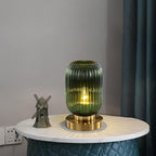 Nordic Striped Glass Oval Design 1-Light Table Lamp Lumendat