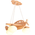 Lumendat Contemporary Creative Rubberwood Aircraft Design Glass 3-Light Kids Chandelier For Bedroom Lumendat
