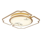 Traditioanl Chinese Iron Aluminum Acrylic Round Rectangular Square Ginkgo Leaf LED Semi-Flush Mount Ceiling Light For Living Room