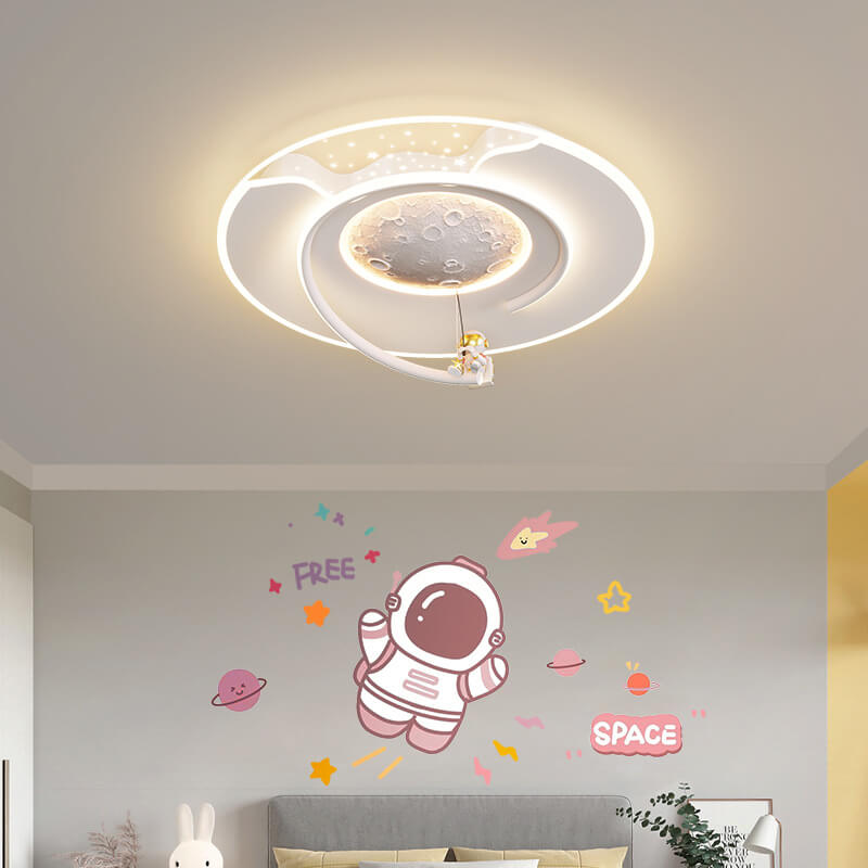 Lumendat Modern Creative Kids Resin Lunar Astronaut LED Flush Mount Ceiling Light Lumendat