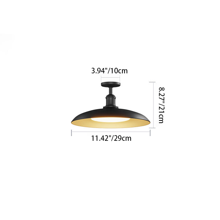 Contemporary Scandinavian Carbonized Steel Round Waterproof 1-light Semi-flush Mount Ceiling Light for Outdoor Patio