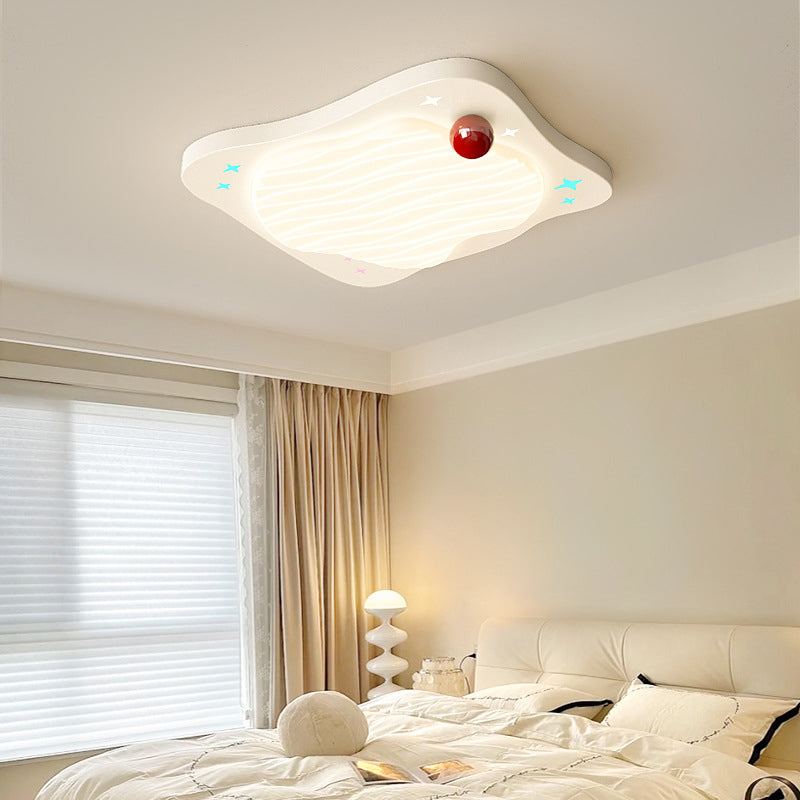 Lumendat Contemporary Creative Kids Ruffled Egg Shaped Square Iron PE LED Flush Mount Ceiling Light For Bedroom Lumendat
