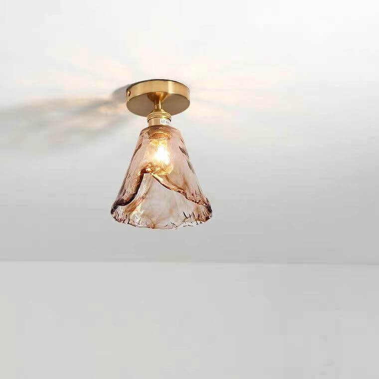 Modern Glass Japanese Amber Multi-Style 1-Light Flush Mount Light Lumendat