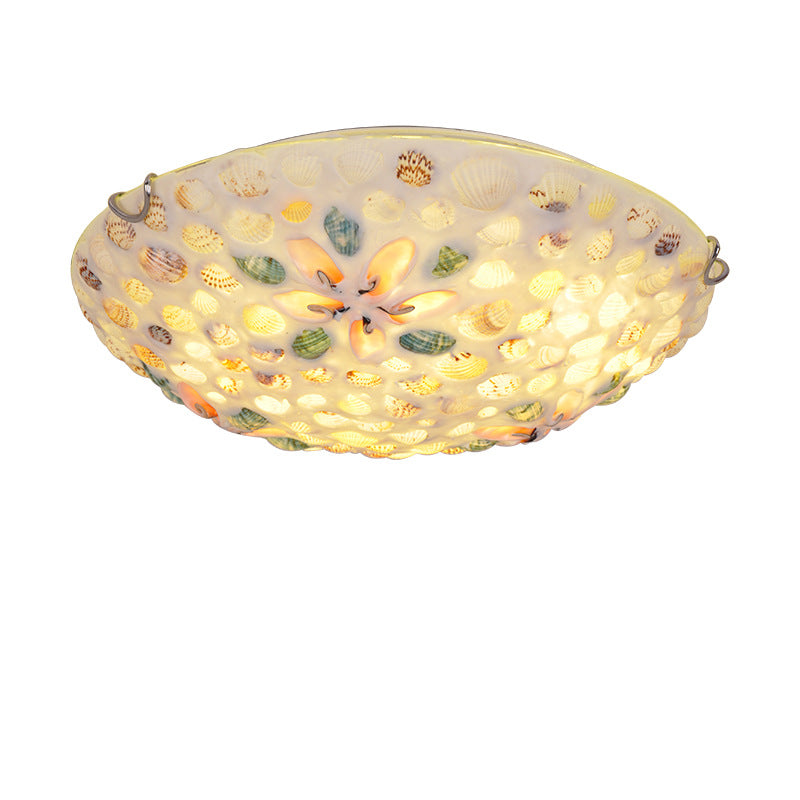 Contemporary Scandinavian Round Shell Iron Glass 2/3/4 Light Flush Mount Ceiling Light For Living Room Lumendat