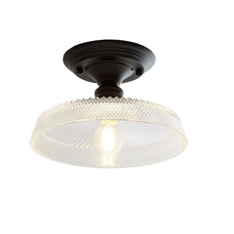 Nordic Vintage Glass Floral Round Geometry 1-Light Semi-Flush Mount Ceiling Light Lumendat