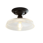 Nordic Vintage Glass Floral Round Geometry 1-Light Semi-Flush Mount Ceiling Light Lumendat