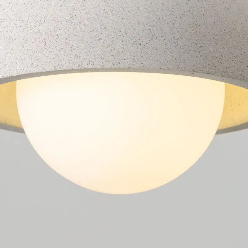 Contemporary Scandinavian Cement Dome Glass Shade 1-light Pendant Light for Bedroom BulbSquare