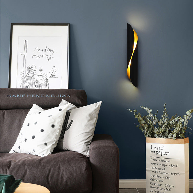 Contemporary Nordic Strip Spiral Iron 2-Light Wall Sconce Lamp For Hallway Lumendat